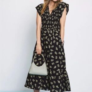 Rails Black Maxi Dress with Gold Floral Pattern